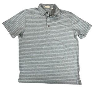 Tasc Performance Polo Shirt Mens Small Gray Striped Organic Cotton